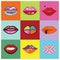 Assorted and colorful pop art women lips set poster