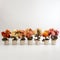 Assorted Colors Potted Flowers: Light Orange And Bronze Begonia In A Row