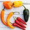 Assorted colourful peppers