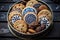 assorted cookies in a decorative tin