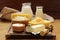 Assorted dairy products milk, yogurt, cottage cheese, sour cream