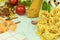 Assorted different types of pasta on the table