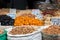 Assorted dried fruits and nuts for sale at Mahane Yehuda Market