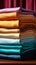 Assorted fabric color samples set against a vivid background