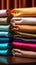 Assorted fabric color samples set against a vivid background