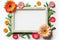 assorted flower border frame on light white background mock up copy space made with generative AI