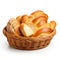 Assorted Fresh Baked Bread in a Basket. Generative ai