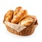 Assorted Fresh Baked Bread in a Basket. Generative ai