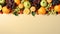 Assorted Fresh Fruits on Beige Background