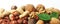 Assorted fresh nuts horizontal banner