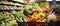 Assorted Fresh Vegetables Filling a Basket in a Grocery Store