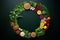 Assorted fresh vegetables and legumes forming a circular pattern background, Veganuary themes