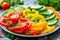 Assorted Fresh Vegetables with Sweet Bell Peppers, Sliced Cucumbers, Tomatoes, Vegetable Low Calorie