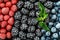 Assorted frozen berries background