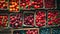 Assorted Fruit Baskets Overflowing With Fresh Berries at a Farmers Market