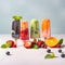 Assorted fruit popsicles ice cream with fruits