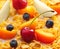 Assorted Fruits on cornflakes