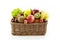 Assorted fruits in a square basket