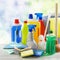 Assorted generic cleaning supplies and brushes