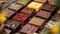 Assorted gourmet chocolate bars on wooden surface