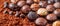 Assorted Gourmet Chocolate Pralines on Dark Background. Generative ai