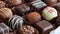 Assorted Gourmet Chocolates in a Box Close-Up