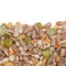 Assorted grains and pulses border background. Winter food includes split peas, red and yellow lentils, pearl barley