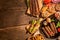 Assorted grilled food from a summer barbecue