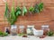 Assorted hanging herbs ,parsley ,oregano,sage,rosemary,sweet basil,dill,spring onion and set up with dry and fresh