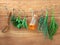 Assorted hanging herbs ,parsley ,sage,rosemary,spring onion and