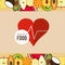 Assorted healthy food and heart cardiogram icons image