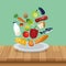 Assorted healthy food icons image