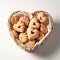 Assorted heart cookies in basket. Flat lay. AI generated