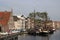 Assorted historic boats moored, Galgewater, Leiden