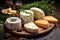 assorted homemade cheeses with herbs and spices