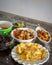 Assorted Malay dishes served on the table. Staple menu for lunch and dinner in Malaysia