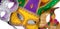 Assorted mardi gra masks on white