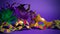 Assorted Mardi Gras or Carnivale mask on a purple background