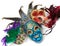Assorted Mardi gras masks on a white background