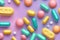 Assorted Medication Pills on Colorful Background