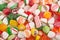 Assorted mix of colorful, hard, old time Christmas candy