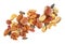 Assorted mixed nuts, white background.