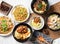 Assorted noodle soup, Pork Knuckle rice Bento, Chili Sauce Noodles, Shredded Pork Fried Rice, Dayang Chun Noodles Dry, Fried Pork