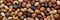 Assorted nuts arranged in a top view, creating a natural background for a captivating visual display