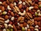 Assorted nuts background large mix seeds raw food