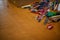 Assorted objects on old wooden table