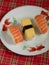 Assorted omelet sushi and salmon sushi