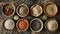 Assorted Organic Grains and Seeds in Wooden Bowls on Rustic Table