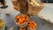 Assorted organic halloween pumpkins over a wooden surface. New England, US