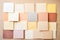 Assorted pastel paper collection spread, sheets background